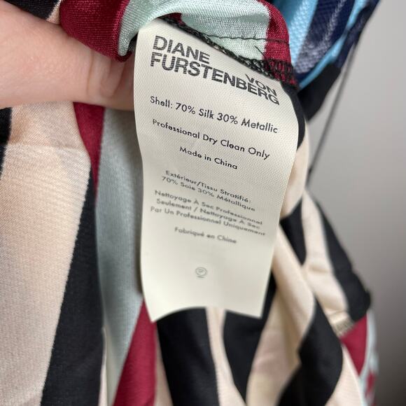 NWT Diane von Furstenberg Striped Sleeveless Waist Tie Draped Midi Dress Size 0 - Picture 10 of 10